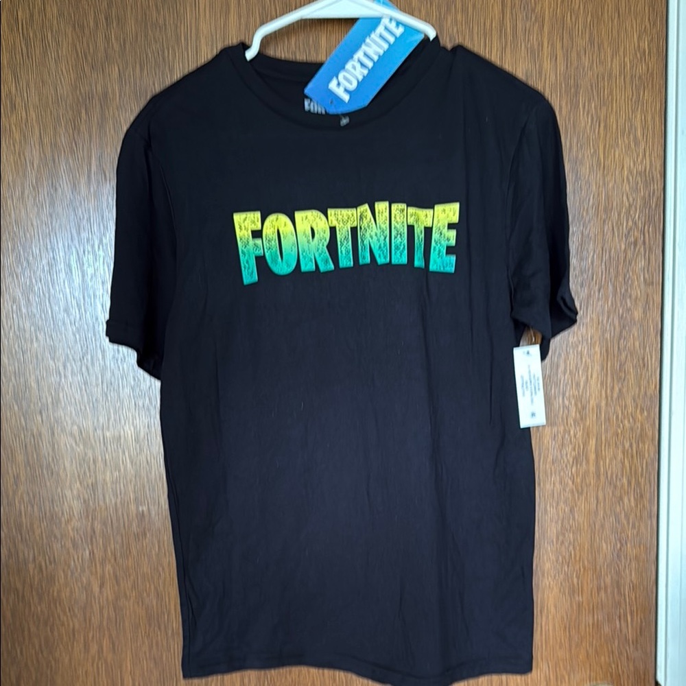 Black Fortnite T-Shirt with Gradient Logo